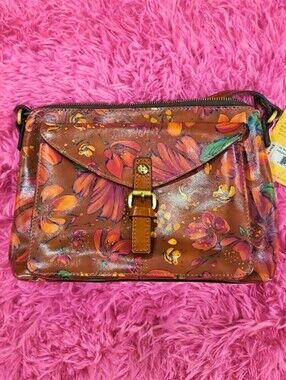 Patricia Nash Avellino Leather The Tropics Front Pocket Crossbody Purse New